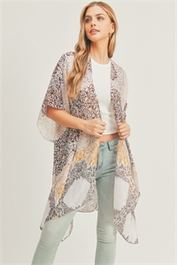 S30-1-1-MS0286TP - ALL OVER MIXED PRINT KIMONO-TAUPE/6PCS