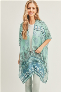 S30-1-1-MS0291TQ - BOHO PRINT KIMONO-TURQUOISE/6PCS