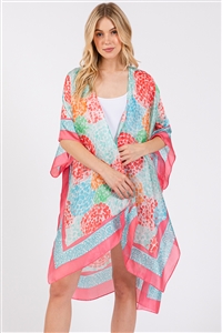 S30-1-1-MS0421 - ABSTRACT PRINT SILKY FEEL KIMONO-CORAL/6PCS