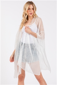 S30-1-1-MS0425 - EMBELLISHED SEQUIN MESH COVER UP-WHITE/6PCS