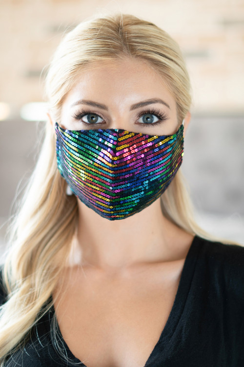 S4-9-2-MSK2001MT MULTI COLOR GLITTER SEQUINS FASHION FACE MASK W/ FILTER POCKET/6PCS  ***WARNING: California Proposition 65***