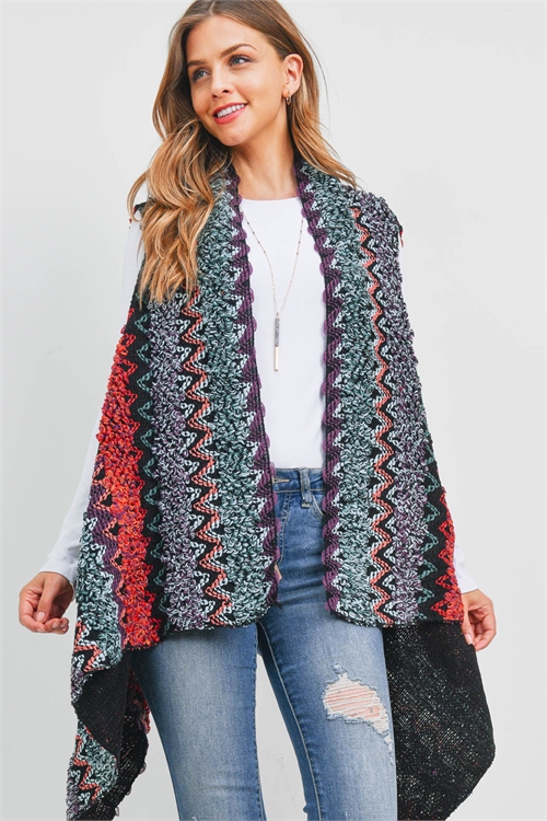 S2-4-1-MSV0008PU - MULTI COLOR CHEVRON VEST - PURPLE/6PCS (NOW $7.75 ONLY!)