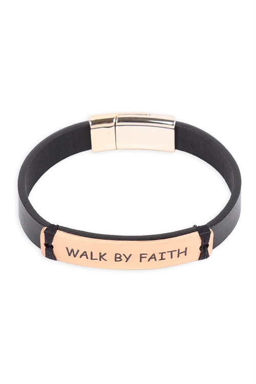 S2-4-1-MYB1396BGBK-WALK BY FAITH LEATHER STRAP MAGNETIC LOCK BRACELET-BLACK/6PCS