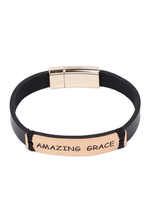 S2-6-3-MYB1397BGBK-AMAZING GRACE STRAP MAGNETIC LOCK BRACELET-BLACK/6PCS (NOW $ 1.25 ONLY!)