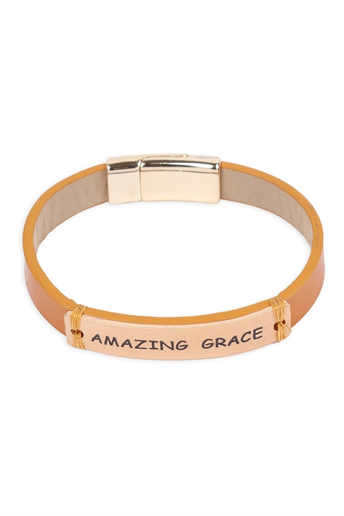 S2-6-3-MYB1397BGBR-AMAZING GRACE STRAP MAGNETIC LOCK BRACELET-BROWN/6PCS (NOW $ 1.25 ONLY!)