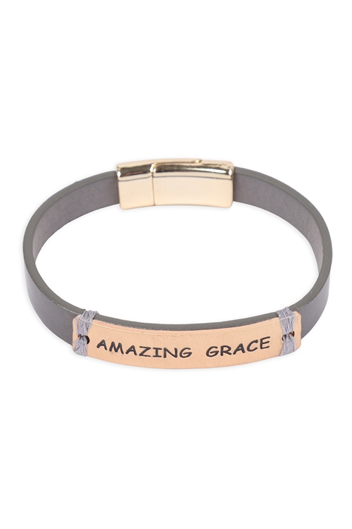 S2-6-3-MYB1397BGGY-AMAZING GRACE STRAP MAGNETIC LOCK BRACELET-GRAY/6PCS (NOW $ 1.25 ONLY!)