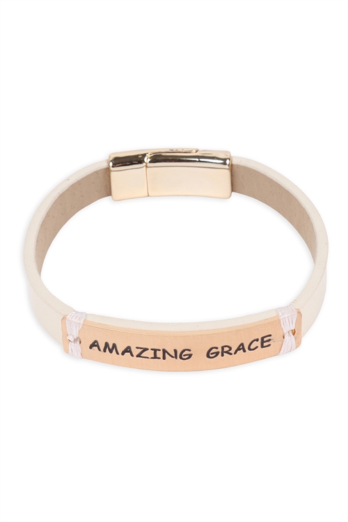 S2-6-3-MYB1397BGIV-AMAZING GRACE STRAP MAGNETIC LOCK BRACELET-IVORY/6PCS (NOW $ 1.25 ONLY!)