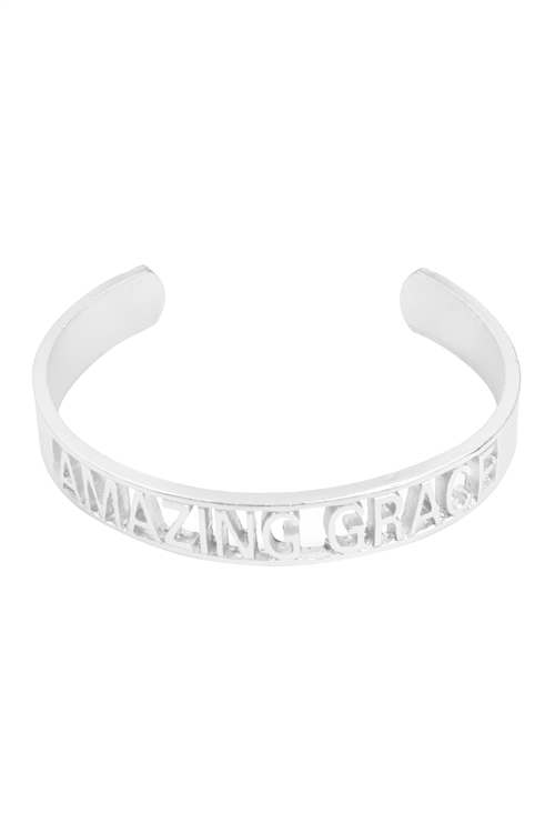 S29-2-4-MYB1410MSAMZ-AMAZING GRACE BANGLE BRACELET-MATTE SILVER/6PCS