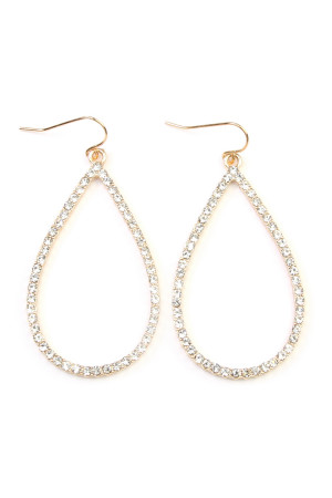 SA4-3-4-MYE1039GDCL GOLD CLEAR RHINESTONES TEARDROP HOOK EARRINGS/6PAIRS