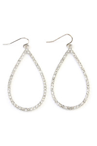 S23-4-4/SA4-1-4-MYE1039RHCL SILVER CLEAR RHINESTONES TEARDROP HOOK EARRINGS/6PAIRS