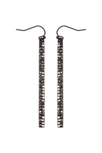 SA3-3-4-MYE1048BKBK BLACK RHINESTONE BAR DROP EARRINGS/6PAIRS