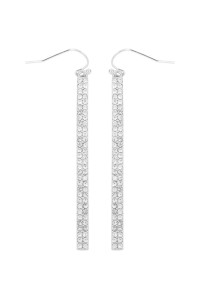 S20-9-1-MYE1048RHCL SILVER CLEAR RHINESTONE BAR DROP EARRINGS/6PAIRS