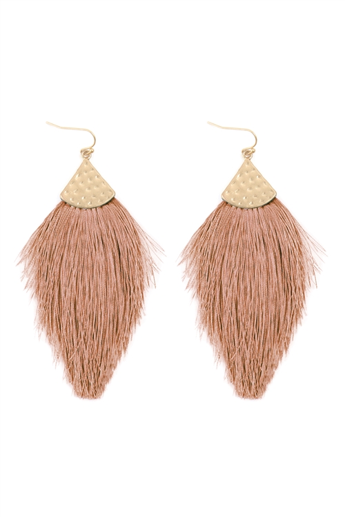 S29-4-3-MYE1056DPK -  THREAD TASSEL DROP EARRINGS - DUSTY PINK/6PCS