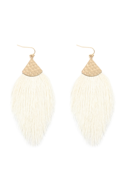 S29-4-3-MYE1056IV -  THREAD TASSEL DROP EARRINGS - IVORY/6PCS