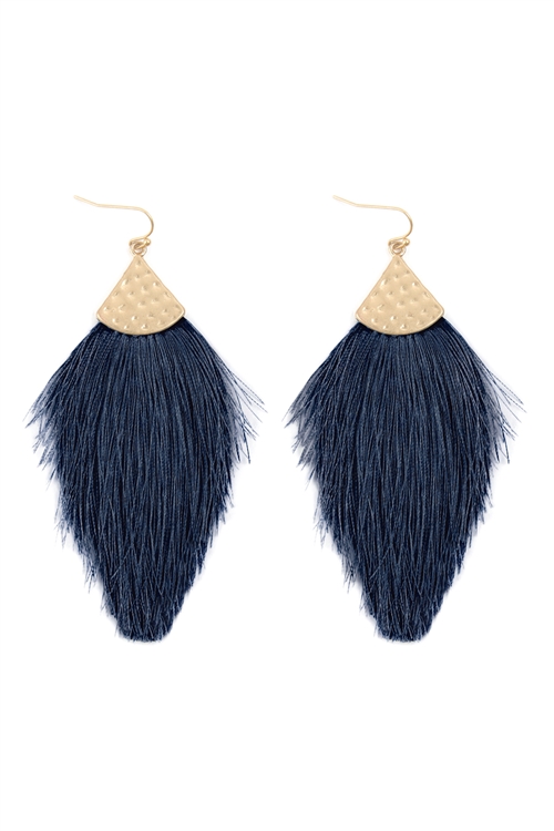 S29-4-3-MYE1056NV -  THREAD TASSEL DROP EARRINGS - NAVY/6PCS