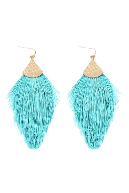 S29-4-3-MYE1056TQ -  THREAD TASSEL DROP EARRINGS - TURQUOISE/6PCS