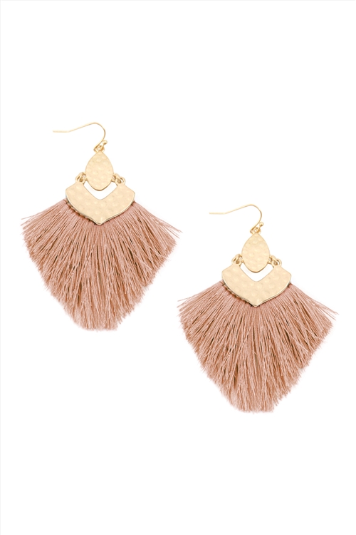 S21-2-4-MYE1057DPK-1 DUSTY PINK FRINGE TASSEL DROP EARRINGS/1PAIR