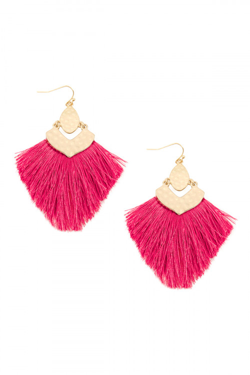 S21-2-4-MYE1057HPK HOT PINK FRINGE TASSEL DROP EARRINGS/6PAIRS