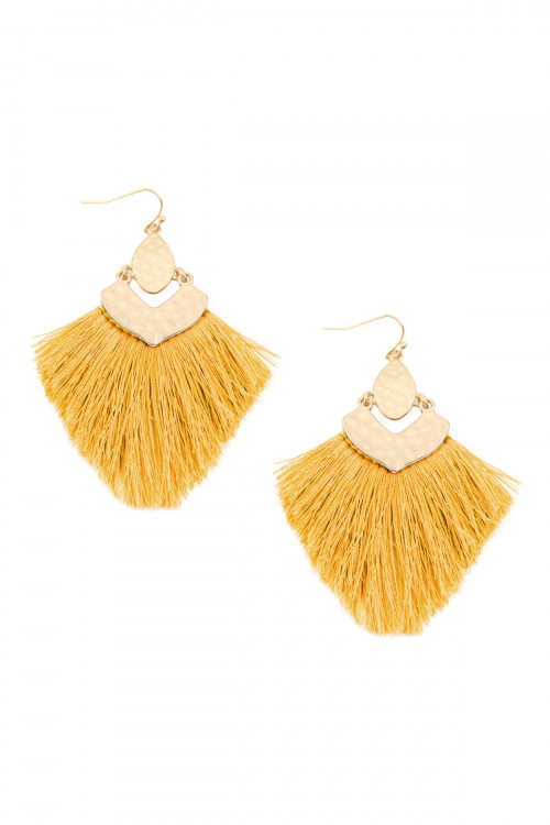 S21-2-4-MYE1057MU MUSTARD FRINGE TASSEL DROP EARRINGS/6PAIRS