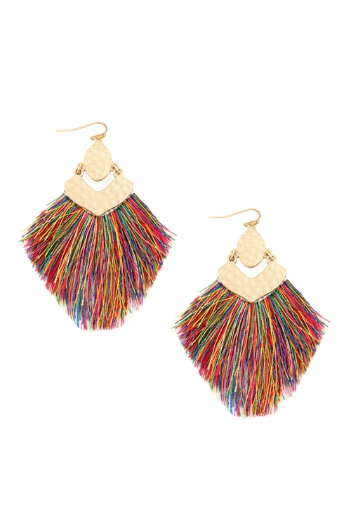 S21-2-4- MYE1057MUL MULTICOLOR FRINGE TASSEL DROP EARRINGS/6PAIRS