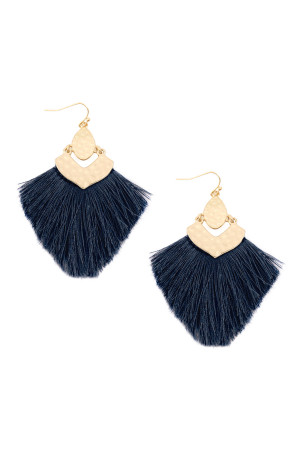 S21-2-4-MYE1057NV NAVY FRINGE TASSEL DROP EARRINGS/6PAIRS