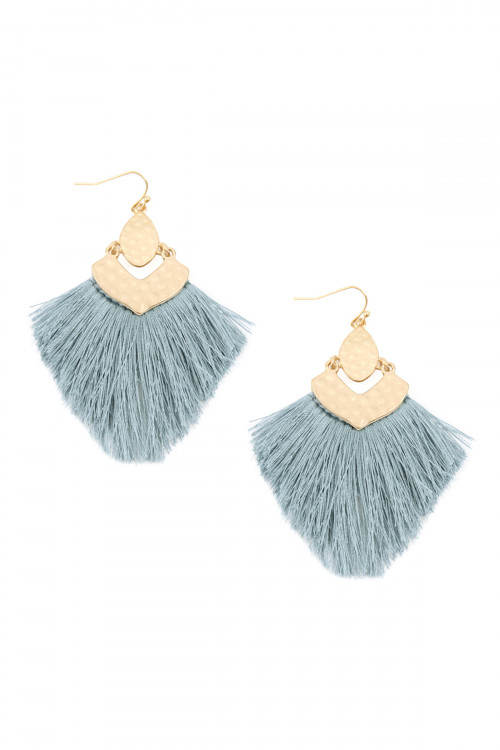 S21-2-4-MYE1057PER LIGHT BLUE FRINGE TASSEL DROP EARRINGS/6PAIRS