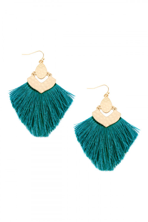 S21-2-4-MYE1057TL TEAL FRINGE TASSEL DROP EARRINGS/6PAIRS