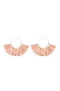 S24-8-3-MYE1058DPK DUSTY PINK FAN TASSEL HOOP EARRINGS/6PAIRS