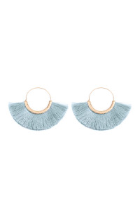 S24-8-3-MYE1058PER LIGHT BLUE FAN TASSEL HOOP EARRINGS/6PAIRS