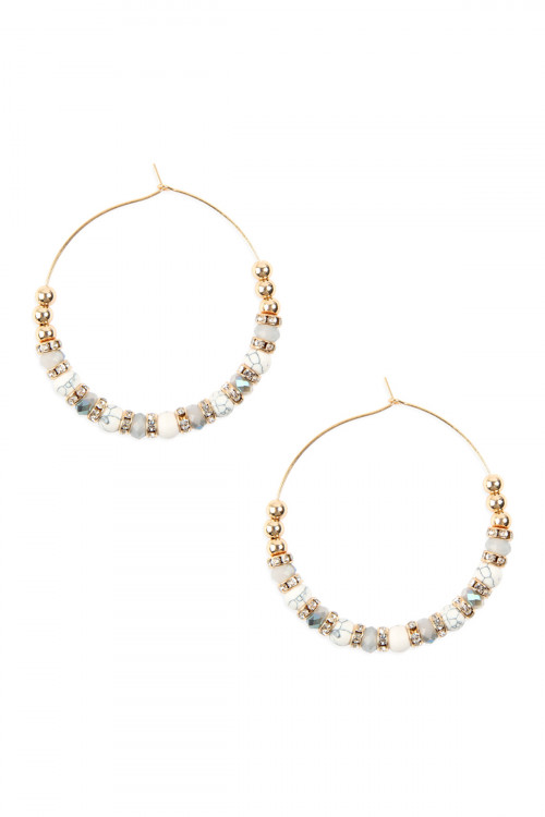 A2-2-3-MYE1083WH WHITE MIXED BEADED HOOP EARRINGS/6PAIRS