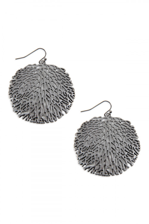 A3-3-2-MYE1090H HEMATITE FILIGREE DISC DROP EARRINGS/6PAIRS