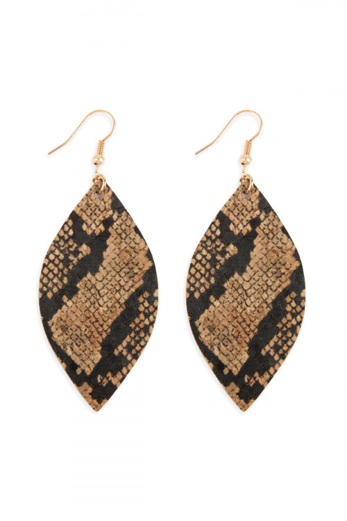 S22-10-4-MYE1099SN-2 STYLE 2 SNAKE SKIN MARQUISE CORK EARRINGS/6PAIRS