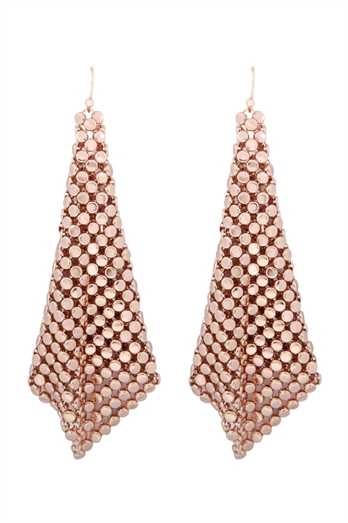 S7-5-3-MYE1103RG ROSE GOLD FLOPPY CONE SQUARE SHAPE DROP EARRINGS/6PAIRS