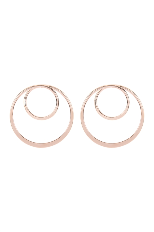 S22-7-4-MYE1125RG ROSE GOLD DOUBLE HOOP POST EARRINGS/6PAIRS