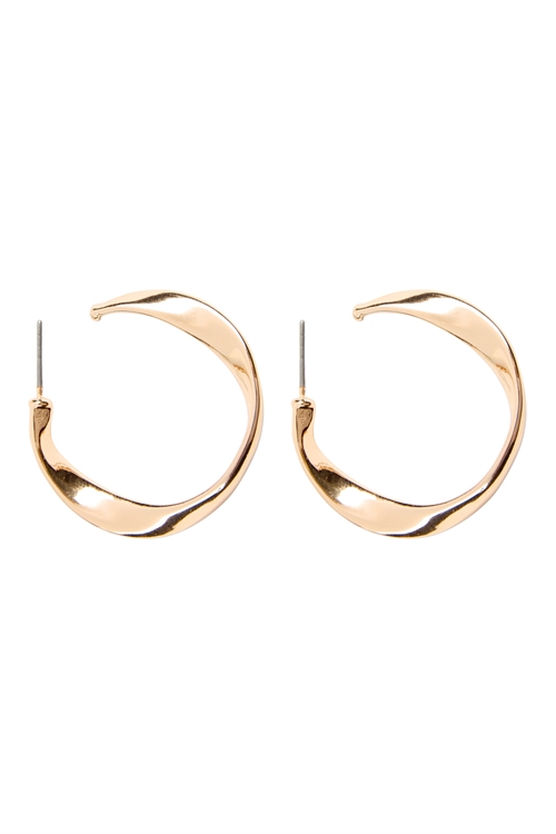 S22-2-3-MYE1126GD GOLD TWIST POST HOOP EARRINGS/6PAIRS