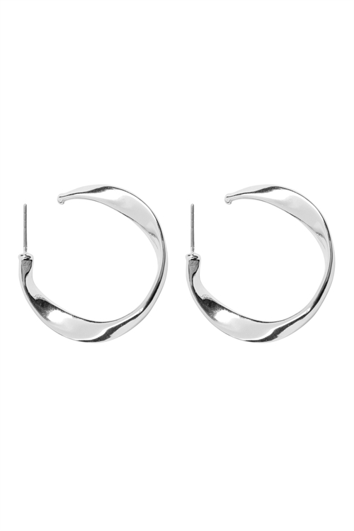 S22-2-3-MYE1126RH SILVER TWIST POST HOOP EARRINGS/6PAIRS