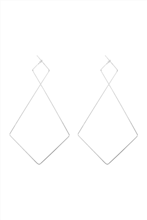 A2-3-3-MYE1128R-1 SILVER DIAMOND GEOMETRIC SHAPE WIRED EARRINGS/1PAIR