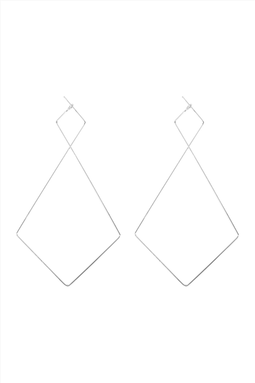 A2-3-3-MYE1128R-1 SILVER DIAMOND GEOMETRIC SHAPE WIRED EARRINGS/1PAIR