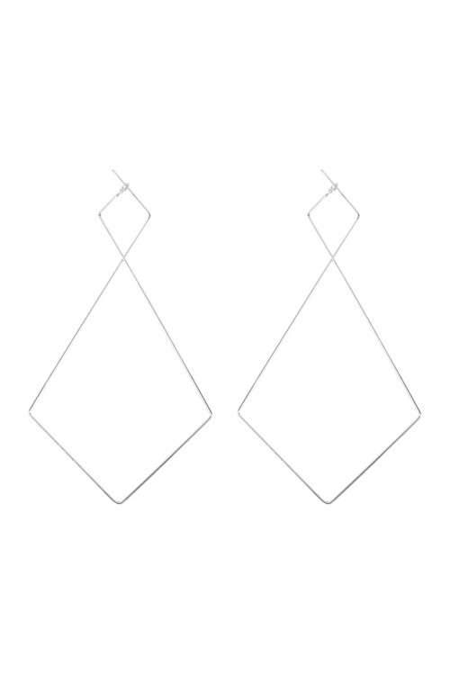 S22-7-4-A2-3-1-MYE1128R SILVER DIAMOND GEOMETRIC SHAPE WIRED EARRINGS/6PAIRS