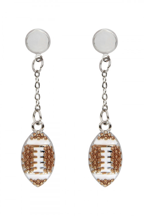 A2-3-2-MYE1138FT FOOTBALL SPORTS POST DROP EARRINGS-BROWN/6PAIRS