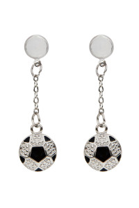 A2-3-2-AMYE1138SOC SOCCER BALL SPORTS POST DROP EARRINGS-SILVER/6PAIRS