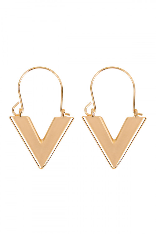 A2-2-2-MYE1139GD GOLD " V " LETTER HOOP EARRINGS/6PAIRS