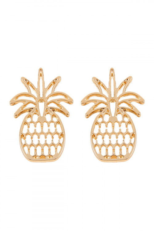 S4-4-5-MYE1159GD GOLD PINEAPPLE OPEN CAST POST EARRINGS/6PAIRS