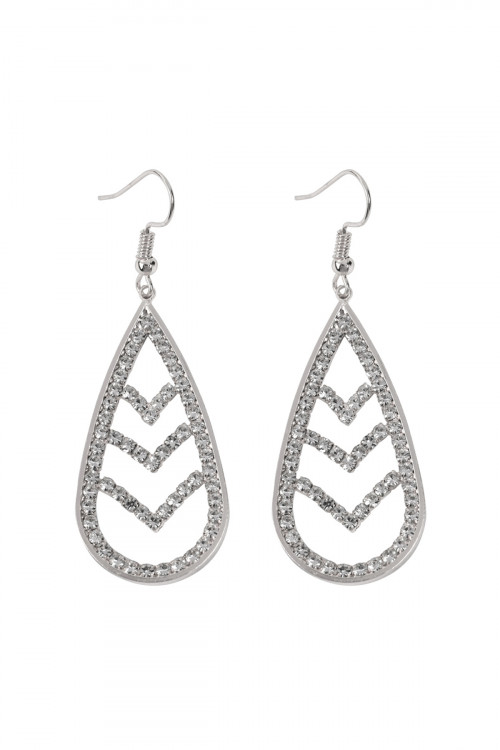 S22-7-5-MYE1161RH SILVER GOLD CHEVRON TEARDROP FISH HOOK EARRINGS/6PAIRS (NOW $ 1.00 ONLY!)