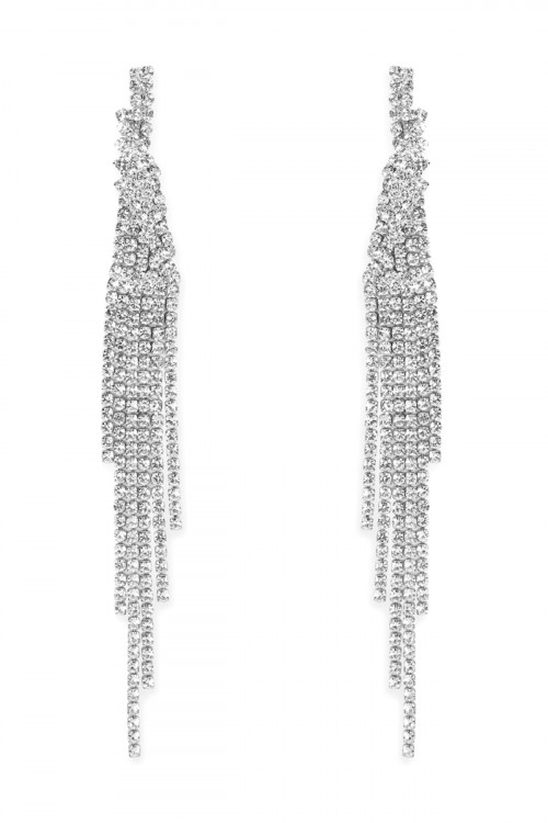 S24-8-2-MYE1171R SILVER CUBIC ZIRCONIA DROP WINGS SHAPE EARRINGS/6PAIRS (NOW $1.25 ONLY!)