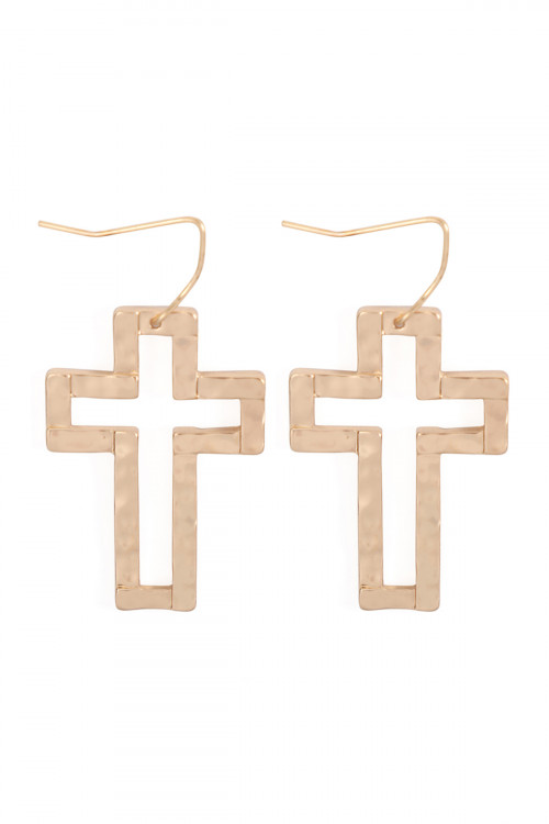 S25-1-4-MYE1187G GOLD OPEN CAST CROSS EARRINGS/6PAIRS