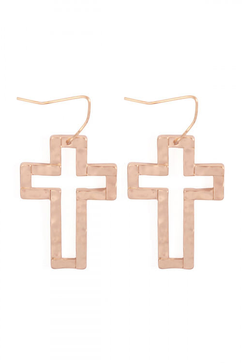 A2-2-3-MYE1187RG ROSE GOLD OPEN CAST CROSS EARRINGS/6PAIRS