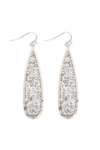 S21-10-3/SA4-2-3-MYE1196R SILVER LONG PEAR GLITTER FACETED DANGLE HOOK EARRINGS/6PAIRS