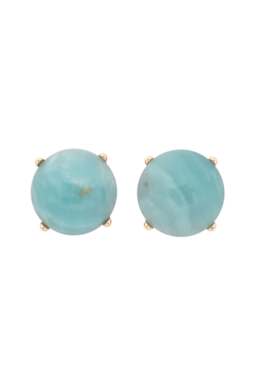 S22-9-5-MYE1243AMZ-FACETED NATURAL STONE POST EARRINGS-AMAZONITE/6PAIRS   (NOW $1.00 ONLY!)