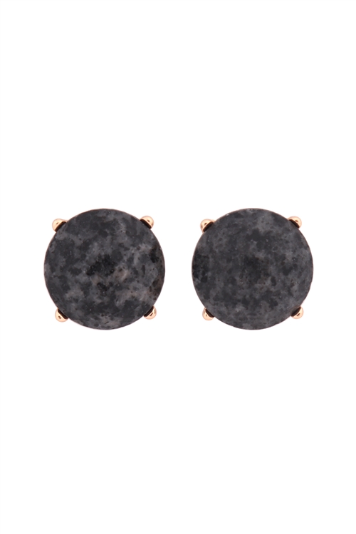 S22-9-5-MYE1243GY-FACETED NATURAL STONE POST EARRINGS-GRAY/6PAIRS (NOW $1.00 ONLY!)